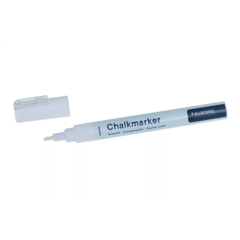 Rotulador de tiza EUROPEL 3 mm, blanco, punta redonda o bisel, envase blister (1 ud.) 356508