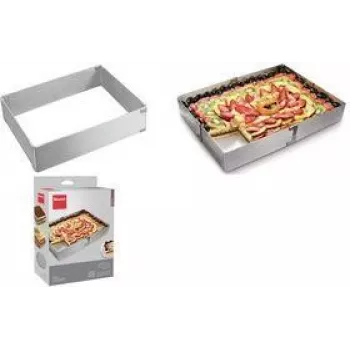 Metaltex Aro rectangular ajustable para tartas de acero inoxidable, plateado, 1 unidad 257717000