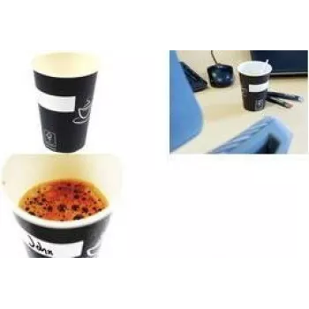 KANGARO Vaso de cartón Eco 180 ml blanco/negro para bebidas frías y calientes (1 ud.) K-157001