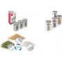 Metaltex Set de especieros Shake Line, 3 piezas, vidrio con tapas giratorias de acero inoxidable y plástico, 100 ml cada uno 259851000