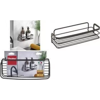 Estante de pared Metaltex Origin LAVA de 1 nivel, metal con revestimiento Touch-Therm, negro 401104000