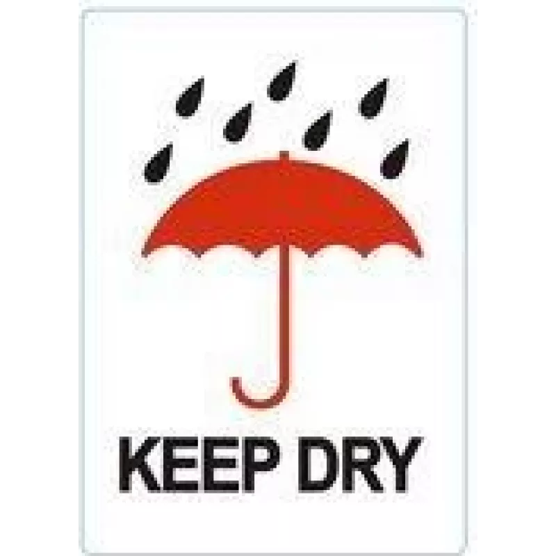 RILLPRINT Etiquetas de advertencia KEEP DRY adhesivo permanente, blanco/rojo/negro, 74 x 105 mm, 500 etiquetas por rollo 76960