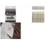 SAKURA Pigma Micron Set de rotuladores finos, 10 negros, grosores de línea 0,15–0,70 mm, POXSDK10A