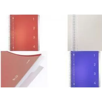 KANGARO Bloc universitario 4 en 1, DIN A4, 100 hojas, rayado, cubierta de PP azul, con 4 separadores móviles K-58381