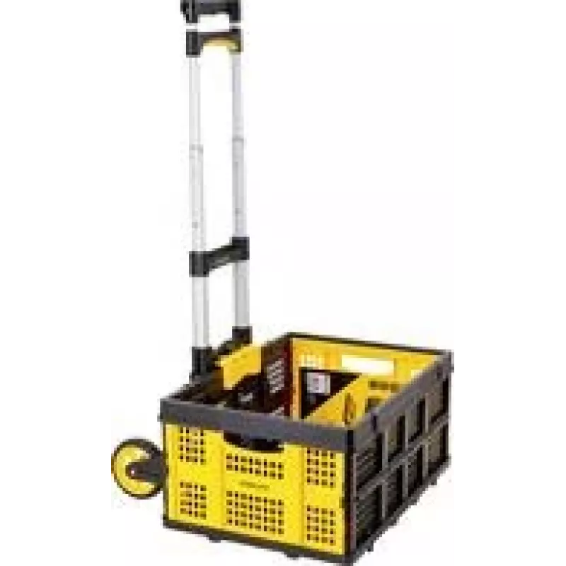 Stanley SXWTD-509 Carro plegable y cesta plegable de 25 kg, set, capacidad de carga 60 kg, aluminio, negro/amarillo