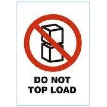 RILLPRINT DO NOT TOP LOAD Etiquetas de advertencia adhesivas permanentes, blancas con texto rojo/negro, 74 x 105 mm, 500 etiquetas por rollo 76950