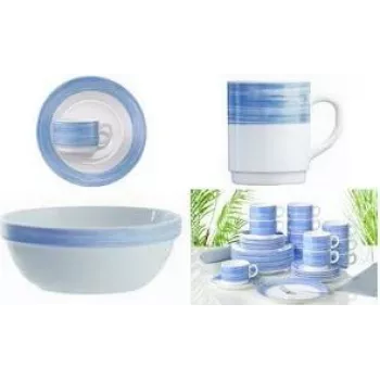 Esmeyer Arcoroc BRUSH Set de cuencos de servir, 170 mm, azul/blanco, vidrio templado, apto para lavavajillas, 6 piezas (415-065)