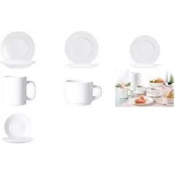 Esmeyer Arcoroc EVERYDAY Plato sopero, 225 mm, vidrio templado blanco, set de 6 (384-3101)