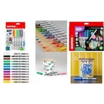 Kores Rotuladores acrílicos creativos, set de 12, colores surtidos, tinta acrílica líquida, agitar y pintar, sin bombear, punta redonda M25121