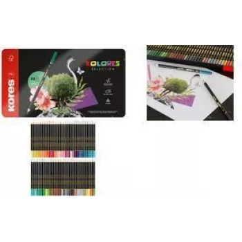 Kores KOLORES SELECTION Lápices de colores triangulares, set de 72 piezas en estuche de madera de tilo BB93372