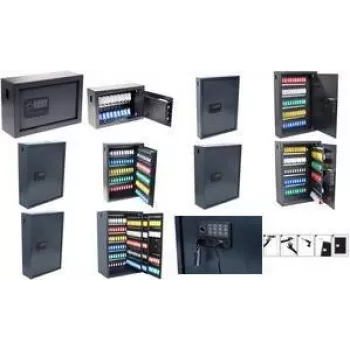 PAVO Caja fuerte Advanced para llaves para 150 llaves, gris oscuro, cerradura de combinación y huella dactilar, paredes de acero 8025169