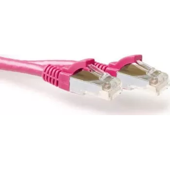 ACT Cable de red Slimline LSZH S/FTP CAT6A rosa de 0,5 m Snagless RJ45 (FB8800)