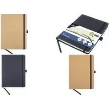 KANGARO K-552341 Cuaderno A5 con tapa dura de corcho, 96 hojas rayadas, chamois 80 g/m²