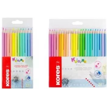 Kores Kolores lápices de colores triangulares pastel, 12 colores pastel diferentes, mina de 3 mm, alta pigmentación, estuche de cartón BB93311