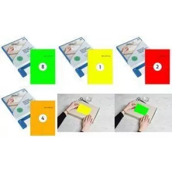RILLPRINT B84223 etiquetas autoadhesivas fluorescentes rojas A5, 210 x 148 mm, 1 hoja, para impresoras de inyección/láser/láser color