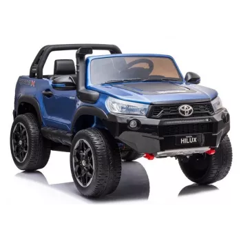 LEAN CARS Toyota Hilux DK-HL850 coche eléctrico de juguete para niños, pintado en azul, 4x4, 2 plazas, mando a distancia, luces LED, MP3, Bluetooth