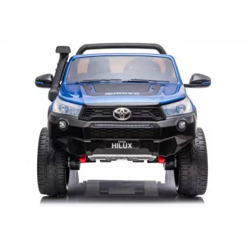 LEAN CARS Toyota Hilux DK-HL850 coche eléctrico de juguete para niños, pintado en azul, 4x4, 2 plazas, mando a distancia, luces LED, MP3, Bluetooth