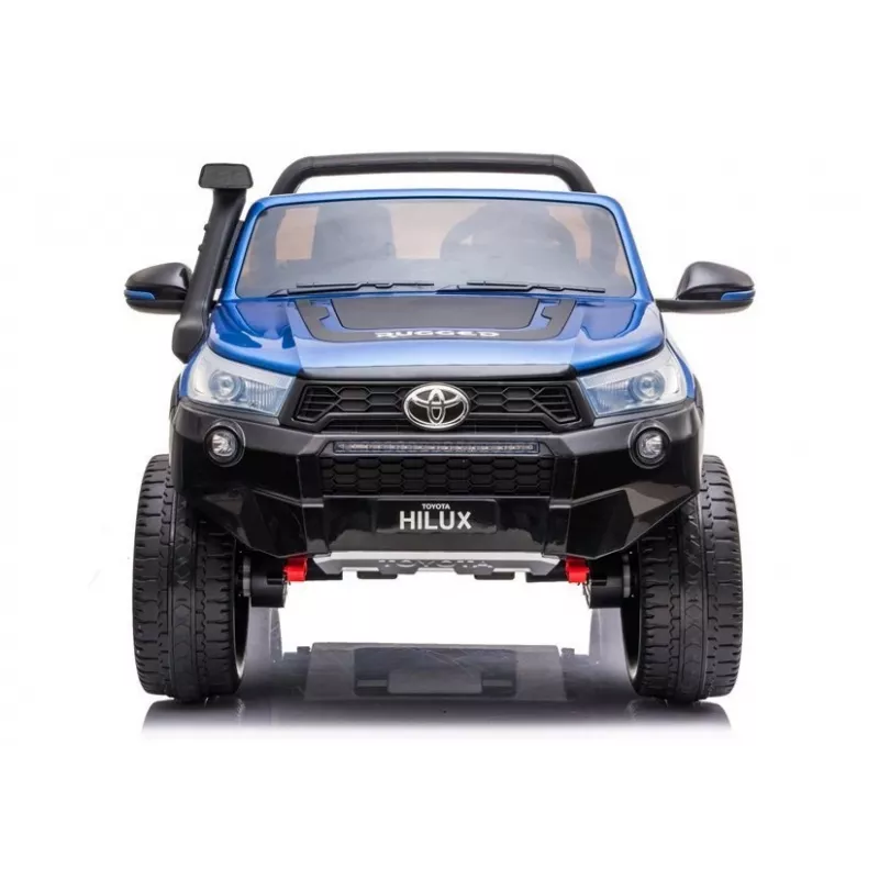 LEAN CARS Toyota Hilux DK-HL850 coche eléctrico de juguete para niños, pintado en azul, 4x4, 2 plazas, mando a distancia, luces LED, MP3, Bluetooth