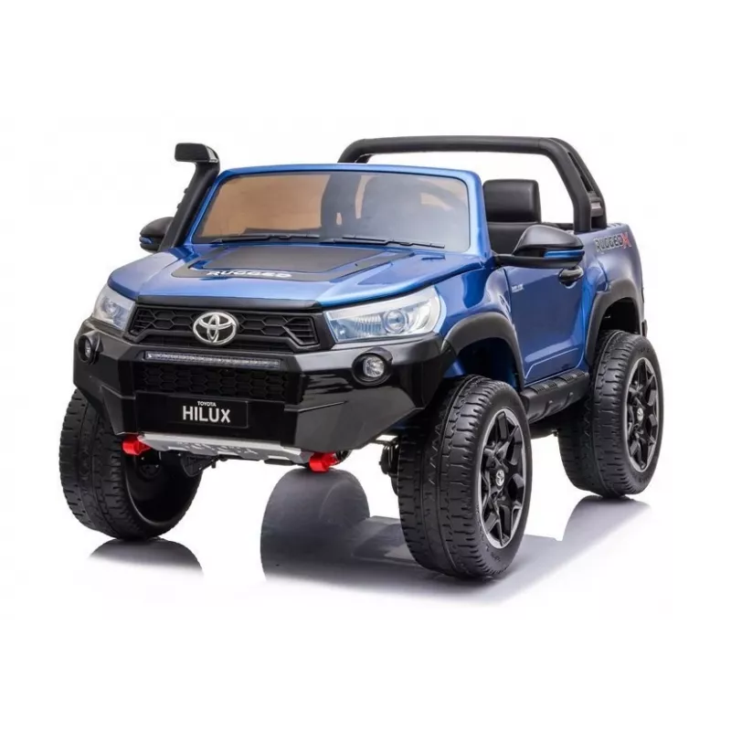 LEAN CARS Toyota Hilux DK-HL850 coche eléctrico de juguete para niños, pintado en azul, 4x4, 2 plazas, mando a distancia, luces LED, MP3, Bluetooth