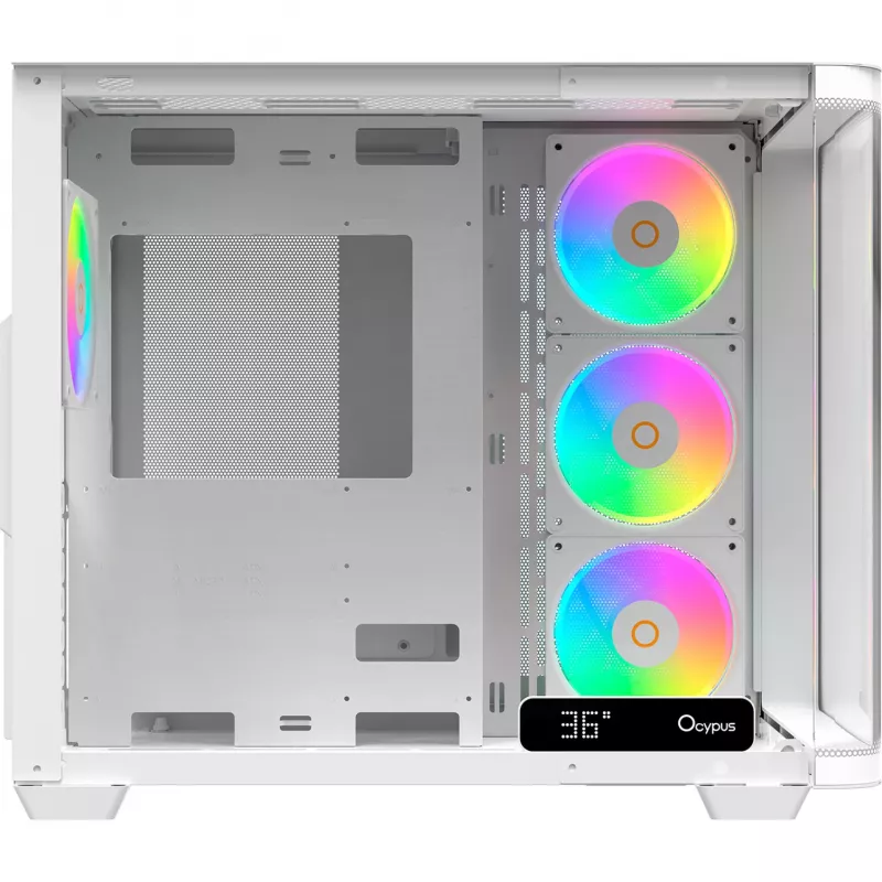 Ocypus Iota C70 Curve ARGB Digital blanco caja de PC semitorre con cristal panorámico 270°