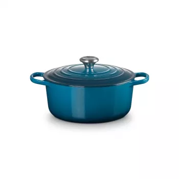 Le Creuset Signature olla redonda de hierro fundido, 26 cm, 5,3 L, Marseille Blau