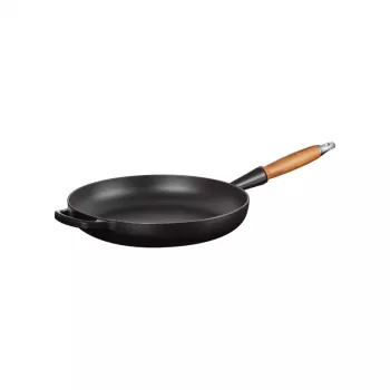 LE CREUSET Sartén de hierro fundido con mango de madera Ø28cm Negro mate