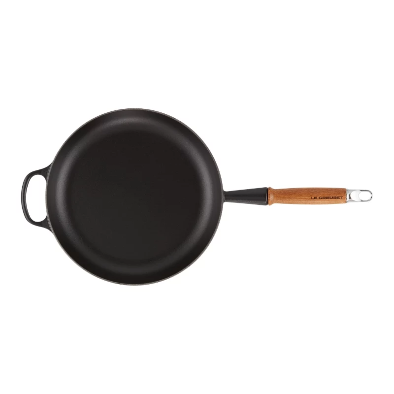 LE CREUSET Sartén de hierro fundido con mango de madera Ø28cm Negro mate