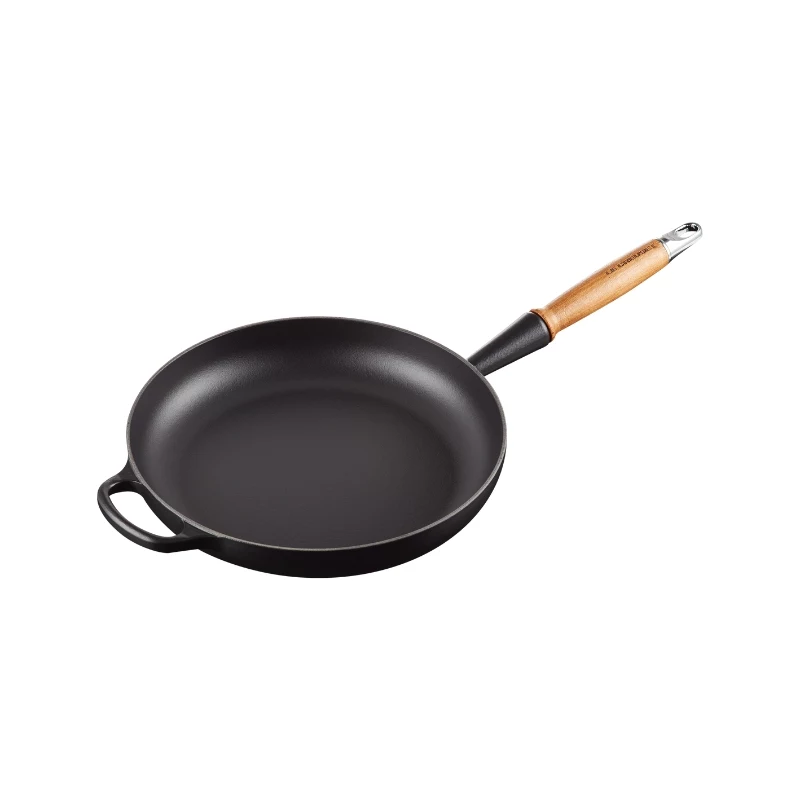 LE CREUSET Sartén de hierro fundido con mango de madera Ø28cm Negro mate