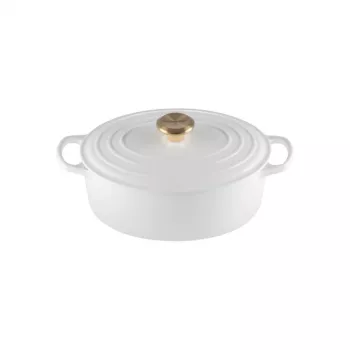 LE CREUSET Olla ovalada de hierro fundido esmaltado 27 cm 4,1 L blanco