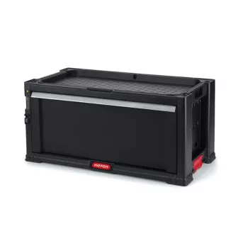 KETER DIY Caja de herramientas con 1 cajón, 56,2x28,9x26,2 cm, acero, negro con detalles rojos