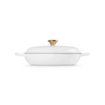 LE CREUSET Olla baja de hierro fundido 30cm 3,5L blanco