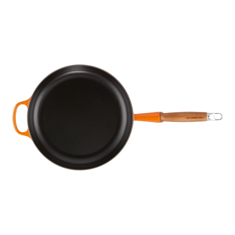 Le Creuset Sartén de hierro fundido con mango de madera 28 cm Volcanic naranja