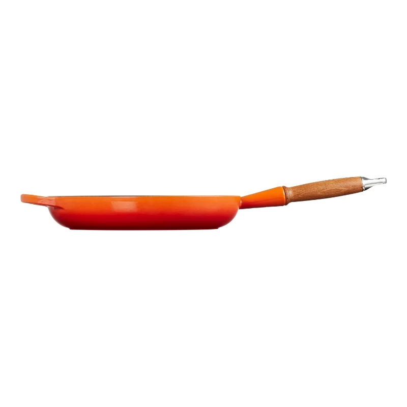 Le Creuset Sartén de hierro fundido con mango de madera 28 cm Volcanic naranja