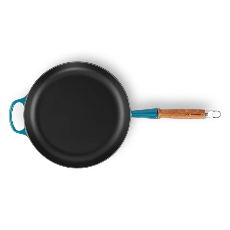 LE CREUSET Sartén de hierro fundido con mango de madera Ø28cm azul