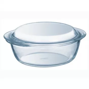 Pyrex Essentials recipiente de vidrio redondo con tapa 3L, vidrio borosilicato, Ø22cm