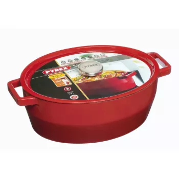 Pyrex Asadora de hierro fundido ovalada 5,8L Rojo 33x25cm