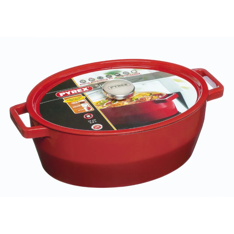 Pyrex Asadora de hierro fundido ovalada 5,8L Rojo 33x25cm
