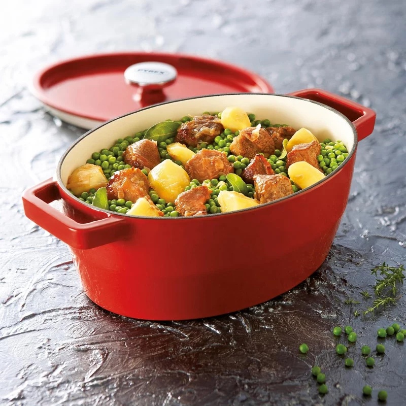 Pyrex Asadora de hierro fundido ovalada 5,8L Rojo 33x25cm