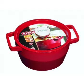 Pyrex Olla de hierro fundido 3,6L Redonda Ø24cm Rojo