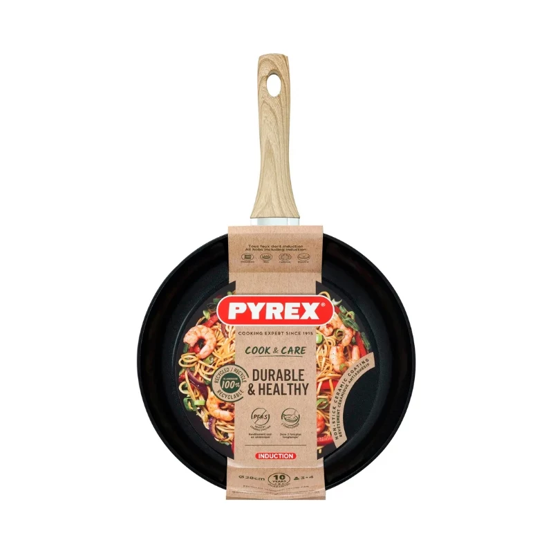 PYREX sartén Panna Cook&Care Ø28 cm, aluminio, Titanium 2X antiadherente, Thermo-Signal, inducción, negro