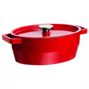 Pyrex Asadora de hierro fundido ovalada 3,8L Rojo 29x21cm