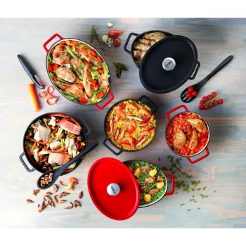Pyrex Asadora de hierro fundido ovalada 3,8L Rojo 29x21cm