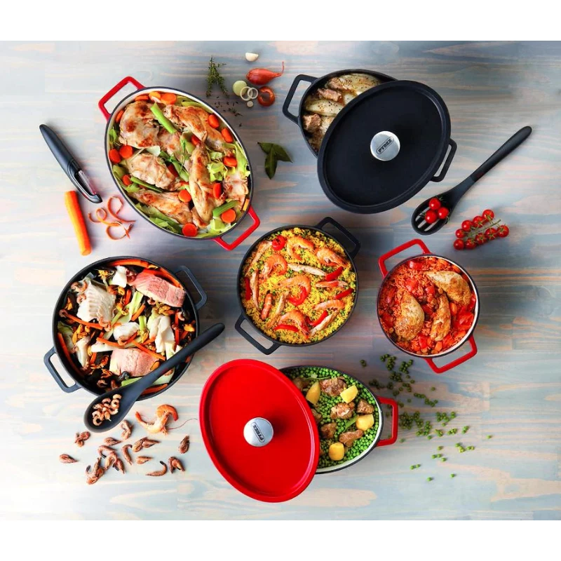 Pyrex Asadora de hierro fundido ovalada 3,8L Rojo 29x21cm