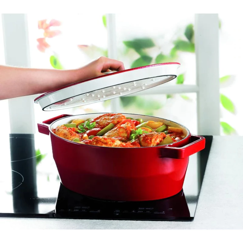 Pyrex Asadora de hierro fundido ovalada 3,8L Rojo 29x21cm