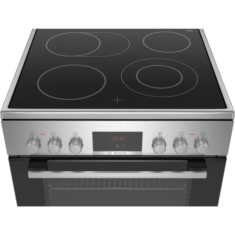 Bosch HKR39C250 Serie 4 Cocina eléctrica independiente con placa vitrocerámica, Acero inoxidable