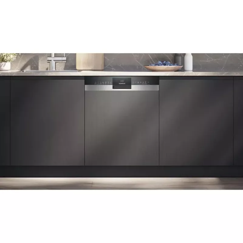 Siemens SX53ES22CE iQ300 lavavajillas semintegrado, 60 cm, 13 cubiertos, clase de eficiencia energética E, Home Connect, AquaStop, InfoLight, acero inoxidable
