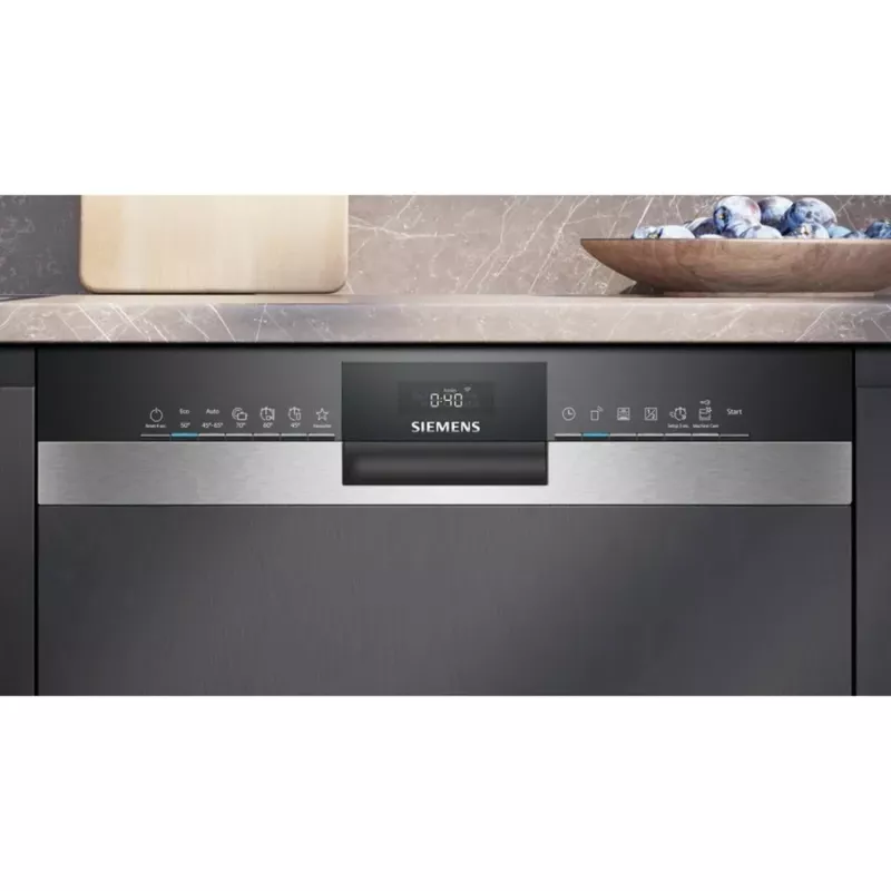 Siemens SX53ES22CE iQ300 lavavajillas semintegrado, 60 cm, 13 cubiertos, clase de eficiencia energética E, Home Connect, AquaStop, InfoLight, acero inoxidable