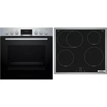 Bosch HND415LS62 set de horno empotrable y vitrocerámica, 71L, 7 funciones, acero inoxidable