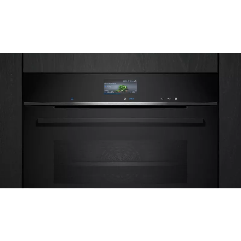 Siemens CS736G1B1 iQ700 horno compacto empotrable con función de vapor, 47 L, pantalla táctil TFT, Home Connect, negro