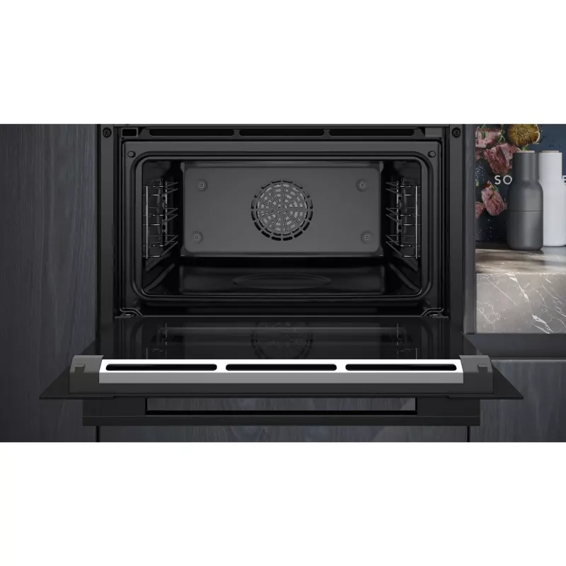 Siemens CS736G1B1 iQ700 horno compacto empotrable con función de vapor, 47 L, pantalla táctil TFT, Home Connect, negro
